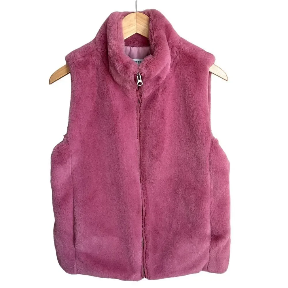 J. Crew Faux Fur Vest size Small Pink Soft Cozy Layering Feminine Statement